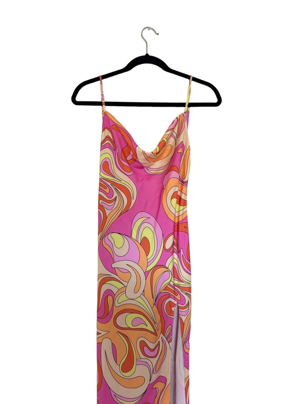 Meshki Jade Cowl Neck Backless Printed Maxi Dress with Side Slit Size M - Picture 4 of 7